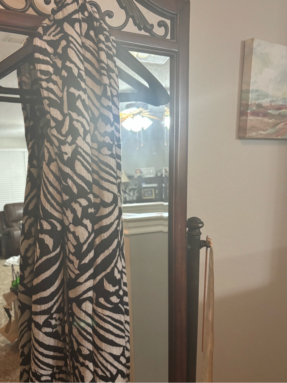 Black and White Zebra Print Scarf